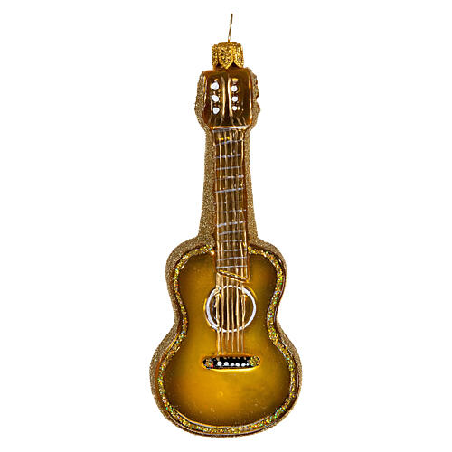 Guitarra acústica enfeite para árvore de Natal vidro soprado 1