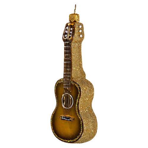 Guitarra acústica enfeite para árvore de Natal vidro soprado 3