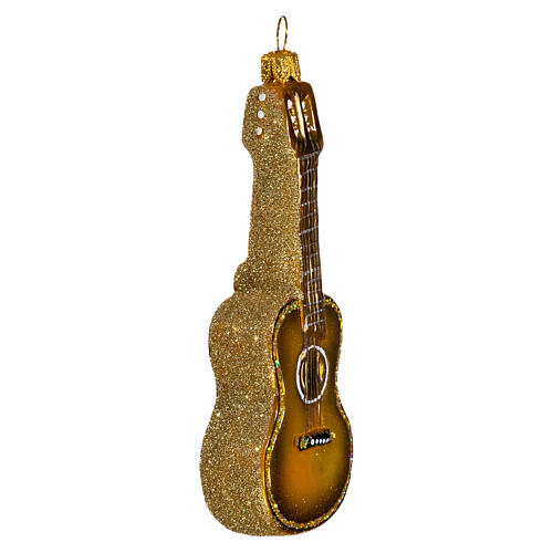 Guitarra acústica enfeite para árvore de Natal vidro soprado 4