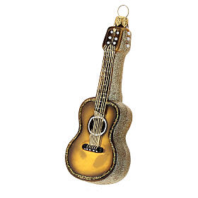 Blown glass Christmas ornament, acoustic guitar