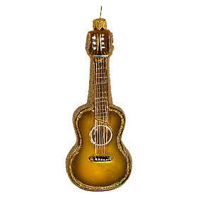 Blown glass Christmas ornament, acoustic guitar