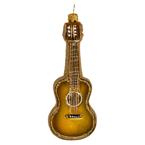 Blown glass Christmas ornament, acoustic guitar 1