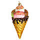 Blown glass Christmas ornament, ice cream cone s4