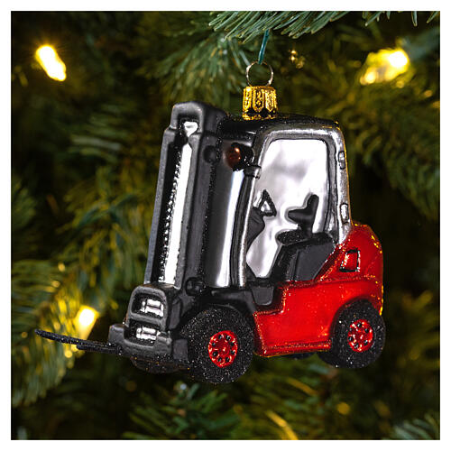 Blown glass forklift, Christmas tree decoration 2