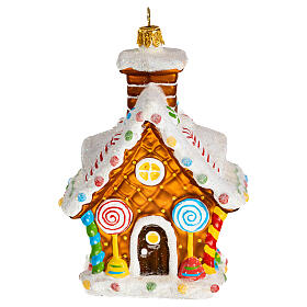 Blown glass Christmas ornament, gingerbread house