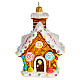 Blown glass Christmas ornament, gingerbread house s1