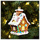Blown glass Christmas ornament, gingerbread house s2