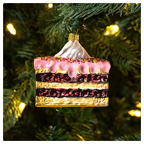 Blown glass Christmas ornament, piece of cake