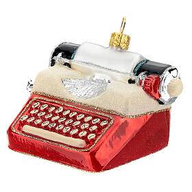 Blown glass Christmas ornament, typewriter