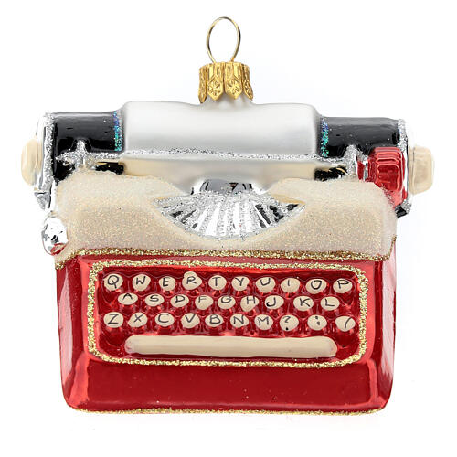 Blown glass Christmas ornament, typewriter 1