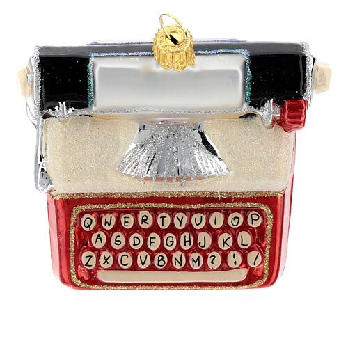 Blown glass Christmas ornament, typewriter 5
