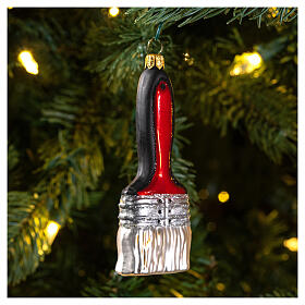 Blown glass Christmas ornament, paintbrush