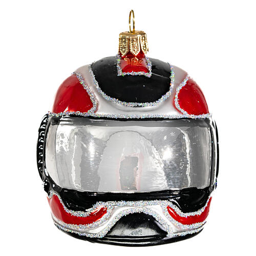 Blown glass Christmas ornament, motorcycle helmet 1