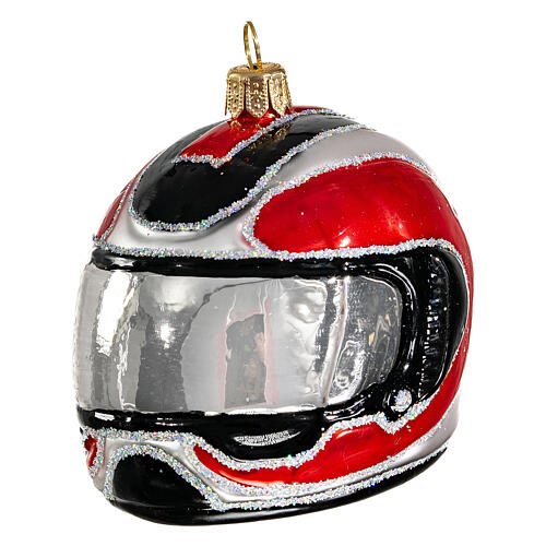 Blown glass Christmas ornament, motorcycle helmet 3