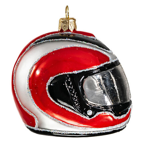 Blown glass Christmas ornament, motorcycle helmet 7