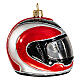 Blown glass Christmas ornament, motorcycle helmet s7