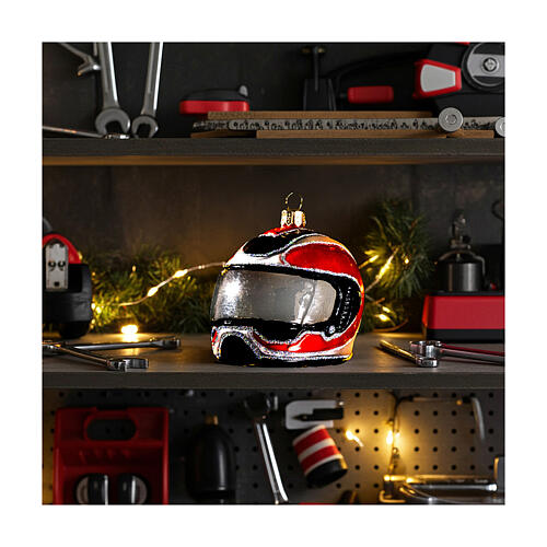 Casque moto verre soufflé décoration sapin Noël 2