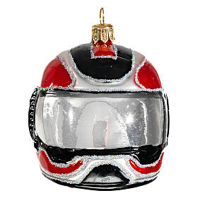 Casco moto vetro soffiato decoro albero Natale
