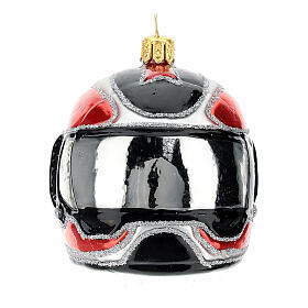 Blown glass Christmas ornament, motorcycle helmet