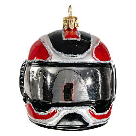Blown glass Christmas ornament, motorcycle helmet