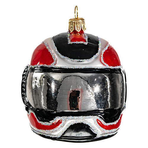 Blown glass Christmas ornament, motorcycle helmet 1