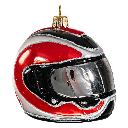 Blown glass Christmas ornament, motorcycle helmet 4