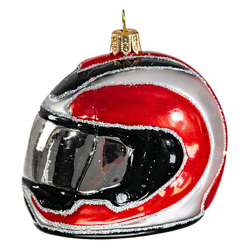 Blown glass Christmas ornament, motorcycle helmet 6