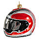 Blown glass Christmas ornament, motorcycle helmet s5