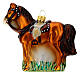 Blown glass Christmas ornament, saddled horse s1