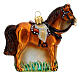Blown glass Christmas ornament, saddled horse s5