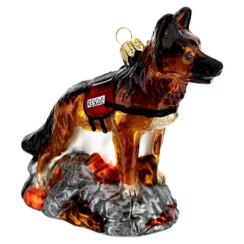 Rescue dog blown glass Christmas tree decoration 4