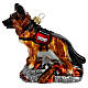 Blown glass Christmas ornament, search dog s1