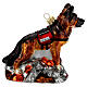Blown glass Christmas ornament, search dog s5