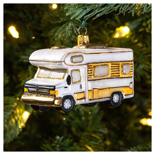 Motorhome blown glass Christmas tree decoration 2