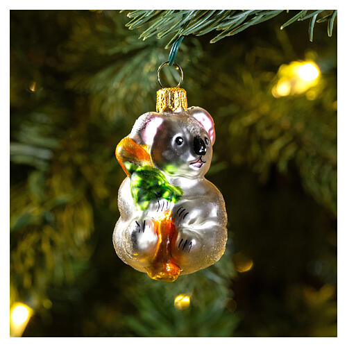 Koala vidrio soplado adorno árbol Navidad 2