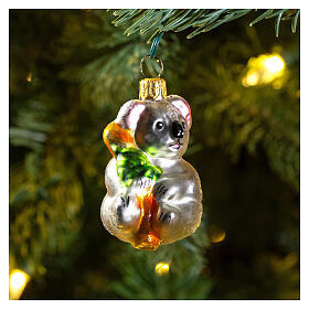 Blown glass Christmas ornament, koala
