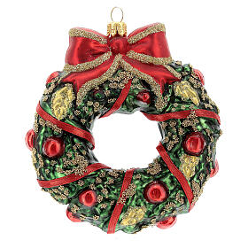 Blown glass Christmas ornament, wreath