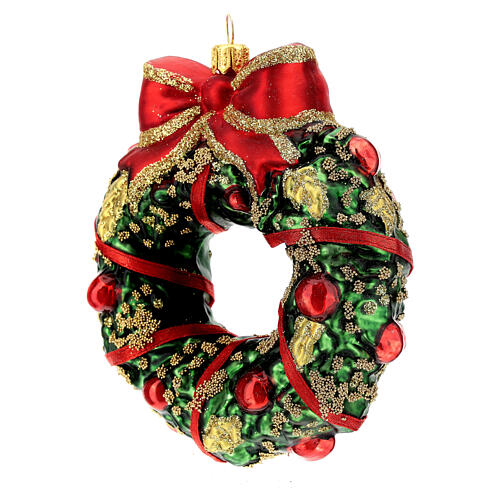 Blown glass Christmas ornament, wreath 3