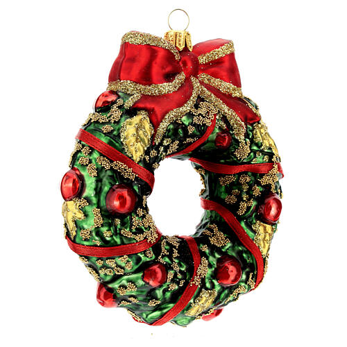 Blown glass Christmas ornament, wreath 4