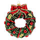 Blown glass Christmas ornament, wreath s1