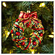 Blown glass Christmas ornament, wreath s2
