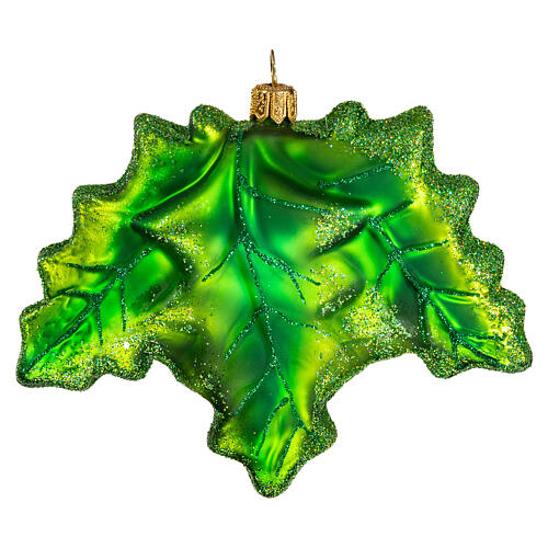 Blown glass Christmas ornament, holly 5