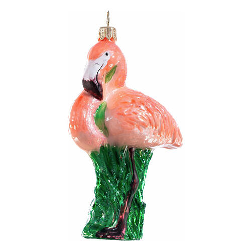 Fenicottero rosa addobbo albero Natale vetro soffiato 3