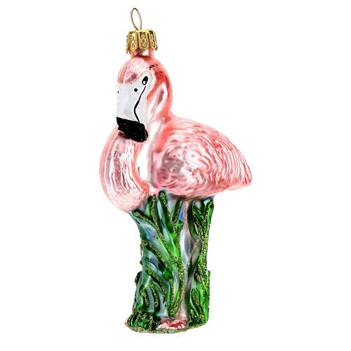 Flamingo cor-de-rosa enfeite árvore de Natal vidro soprado 3