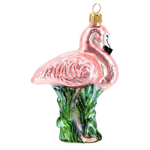 Flamingo cor-de-rosa enfeite árvore de Natal vidro soprado 4