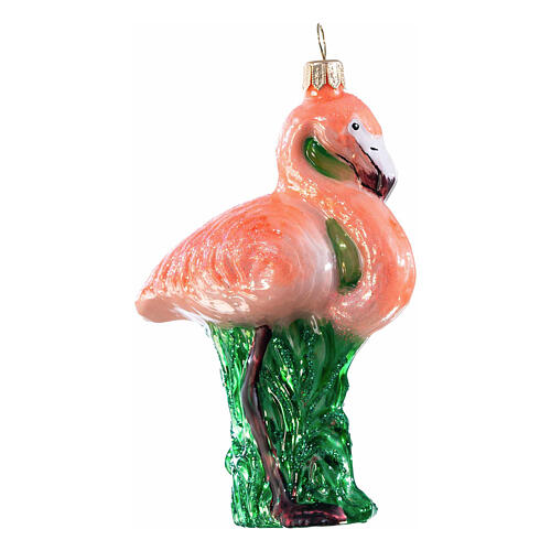 Flamingo cor-de-rosa enfeite árvore de Natal vidro soprado 1