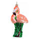 Flamingo cor-de-rosa enfeite árvore de Natal vidro soprado s3