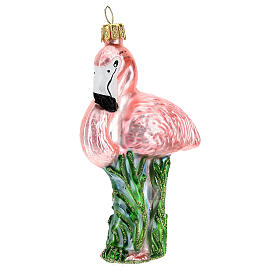 Blown glass Christmas ornament, flamingo
