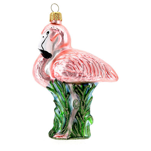 Blown glass Christmas ornament, flamingo 1