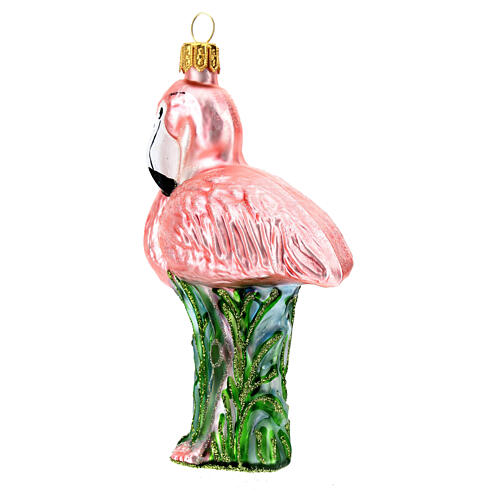 Blown glass Christmas ornament, flamingo 6